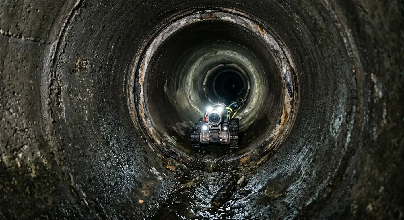Robotic sewer camera inspecting pipe interior for Drain Snake Service in Fowler